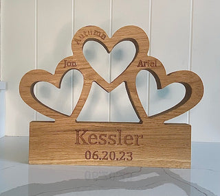 Personalised Oak Hearts Ornament