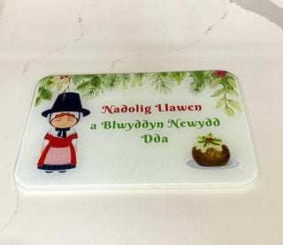 Welsh Lady Christmas Glass Board