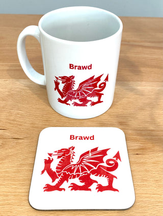 Welsh Dragon Mug and coaster set