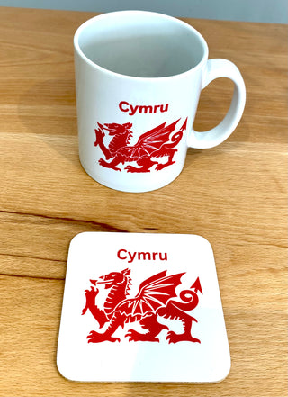 Welsh Dragon Mug and coaster set