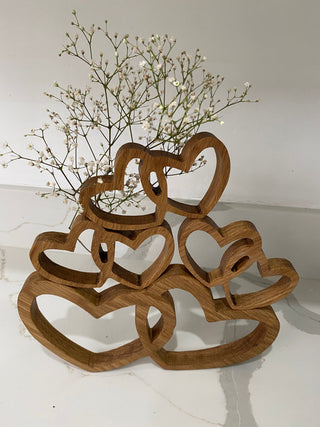 Linked Entwined Oak Hearts Decoration