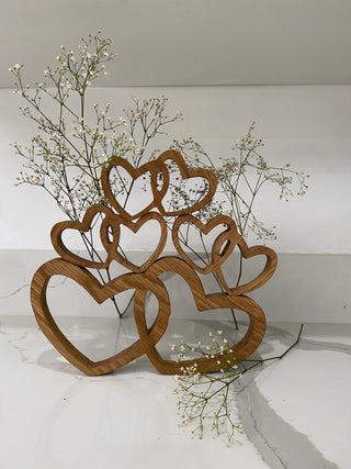 Linked Entwined Oak Hearts Decoration