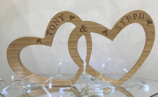 Personalised Couples Wooden Hearts
