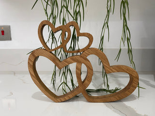 Linked Entwined Oak Hearts Decoration